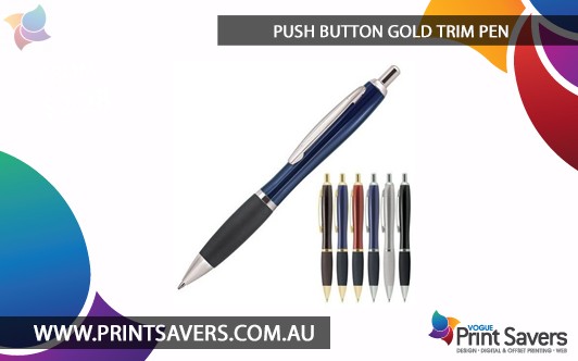 Push Button Gold Trim Pen